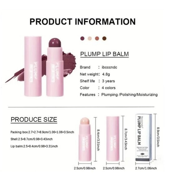 Plump Lip Balm Moisturizing Volumizing Lipstick - Picture 4 of 7